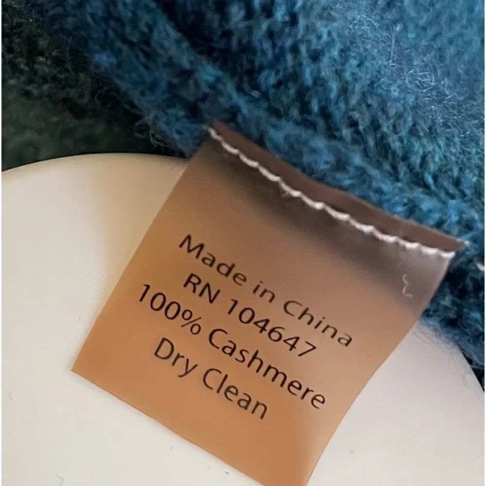 Forte’ Cashmere Open Front Cardigan Teal S - Picture 6 of 6